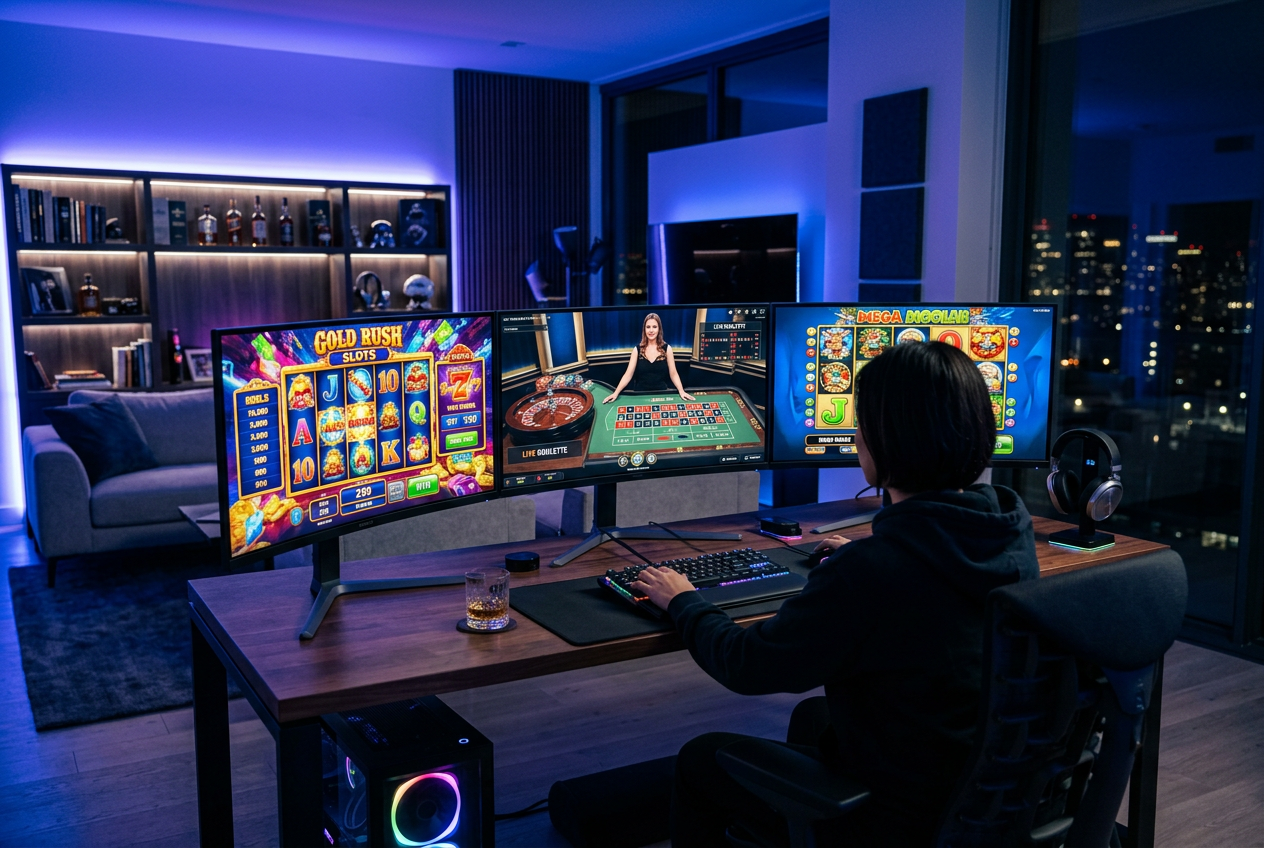 A premium gaming environment featuring modern digital casino interfaces.